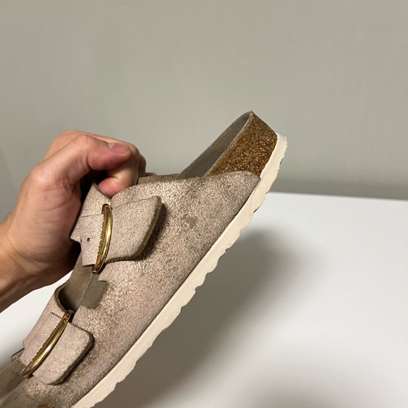 Birkenstock Arizona Slide Sandals, Leather Pink, Women's US 9 Narrow (EU 39) - Picture 8 of 13